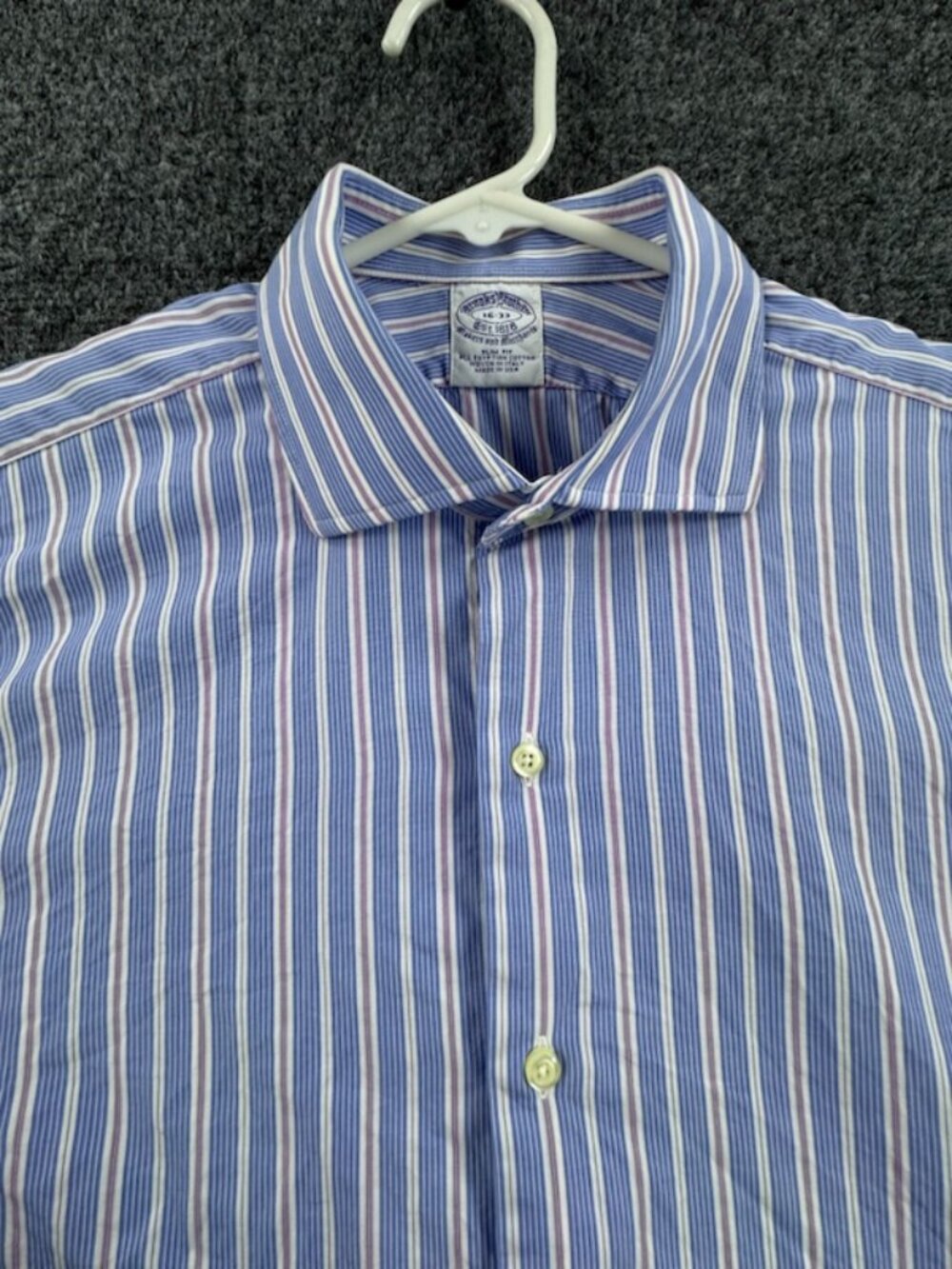 Brooks Brothers Makers Merchants Striped 16 33 Slim Fit Blue White USA Shirt